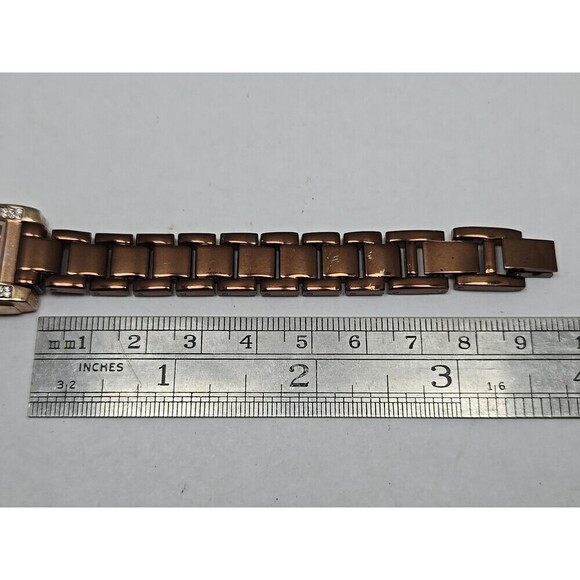 Gruen II Womens Rose Gold Rectangular Watch Crystal Bezel Brown Dial New Battery - Picture 6 of 10